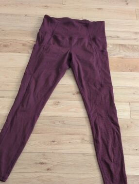 lukka Burgundy Ribbed High-Waist Leggings